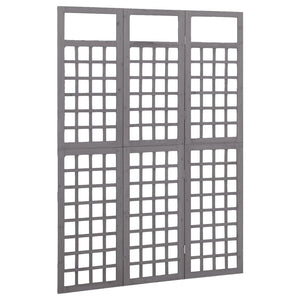 vidaXL Trellis/Room Divider 3-Panel Solid Fir Wood Grey 121x180 cm