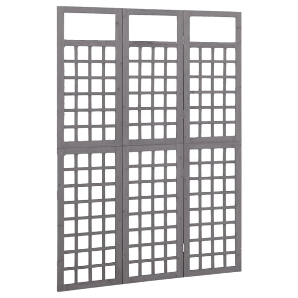 vidaXL Trellis/Room Divider 3-Panel Solid Fir Wood Grey 121x180 cm