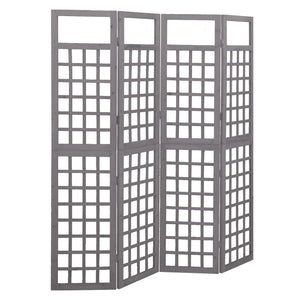 vidaXL Trellis/Room Divider 4-Panel Solid Fir Wood Grey 161x180 cm