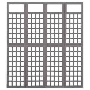 vidaXL Trellis/Room Divider 4-Panel Solid Fir Wood Grey 161x180 cm