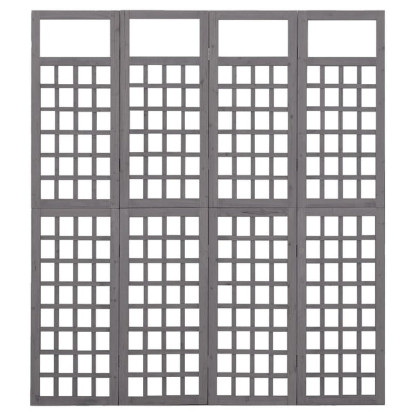 vidaXL Trellis/Room Divider 4-Panel Solid Fir Wood Grey 161x180 cm