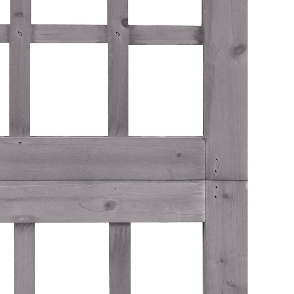 vidaXL Trellis/Room Divider 4-Panel Solid Fir Wood Grey 161x180 cm
