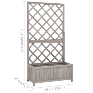 vidaXL Garden Trellis with Planter Box Grey 70x30x135 cm Fir Wood