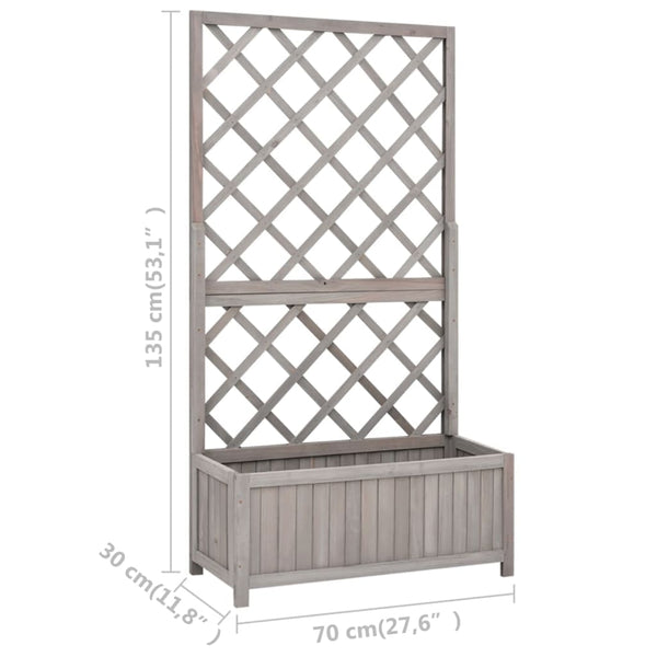 vidaXL Garden Trellis with Planter Box Grey 70x30x135 cm Fir Wood