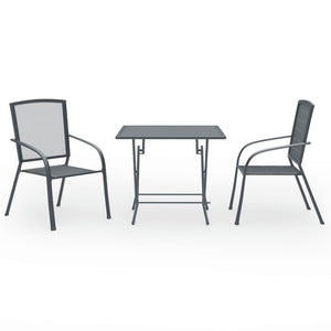 vidaXL 3-Piece Garden Dining Set Steel Anthracite