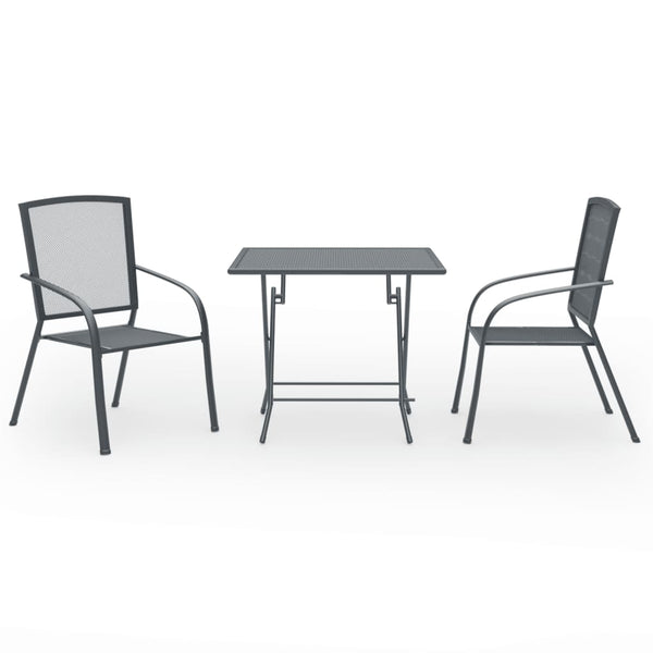 vidaXL 3-Piece Garden Dining Set Steel Anthracite
