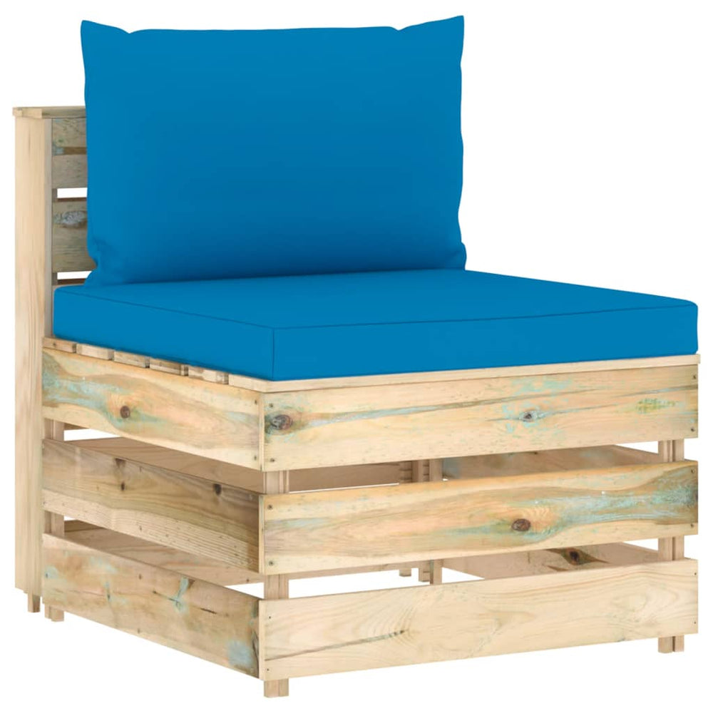 vidaXL Modular Middle Sofa with Cushions Green Impregnated Wood