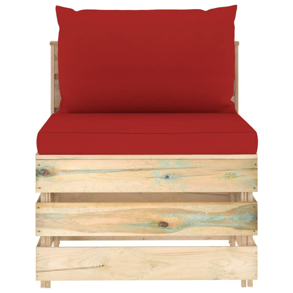 vidaXL Modular Middle Sofa with Cushions Green Impregnated Wood