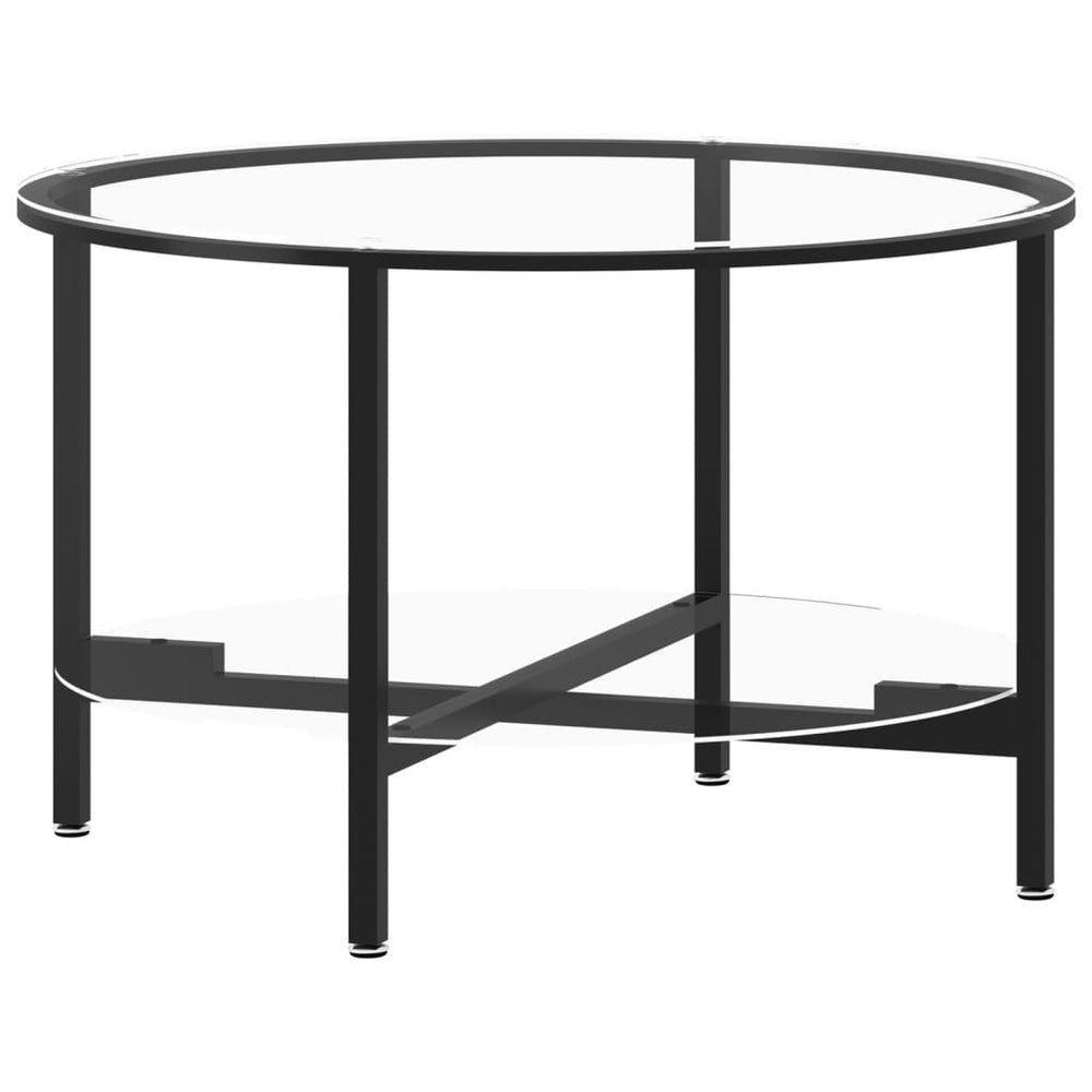 vidaXL Side Table Black and Transparent 70 cm Tempered Glass