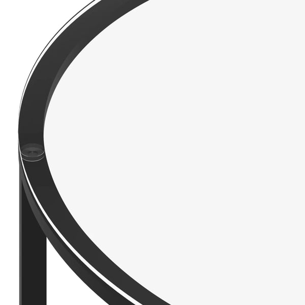 vidaXL Side Table Black and Transparent 70 cm Tempered Glass
