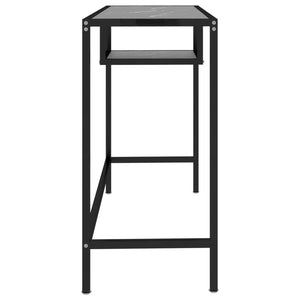 vidaXL Computer Desk Black Marble 100x36x74 cm Tempered Glass