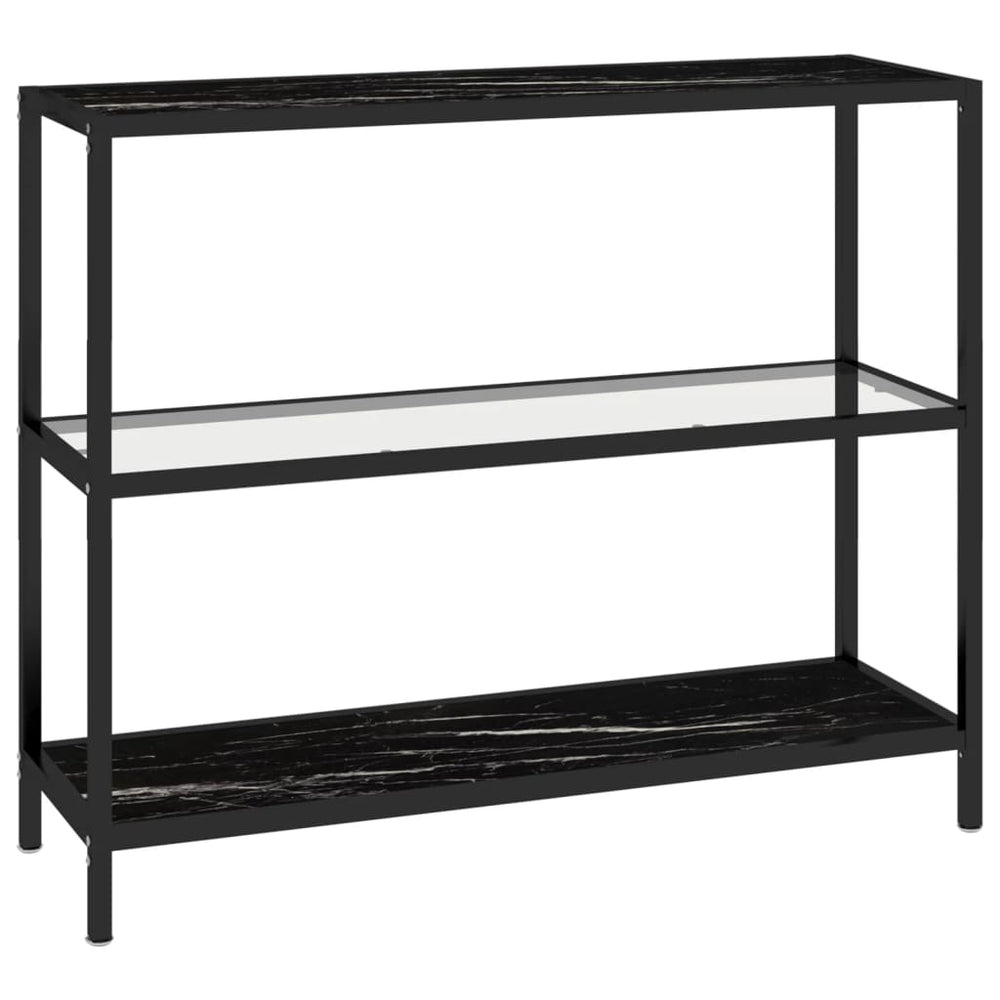 vidaXL Shelf Transparent and Marble 100x36x90 cm Tempered Glass