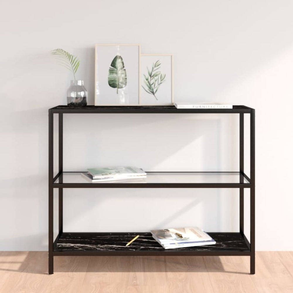 vidaXL Shelf Transparent and Marble 100x36x90 cm Tempered Glass
