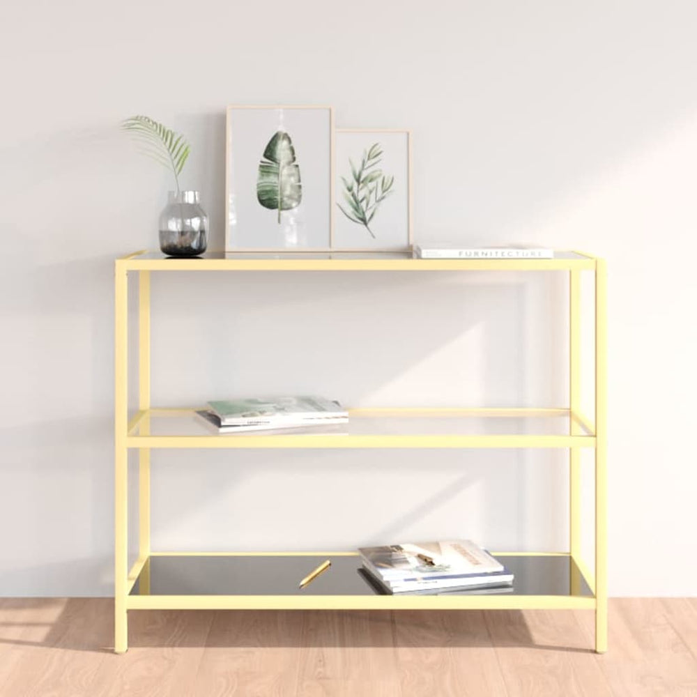 vidaXL Shelf Black and Transparent 100x36x90 cm Tempered Glass