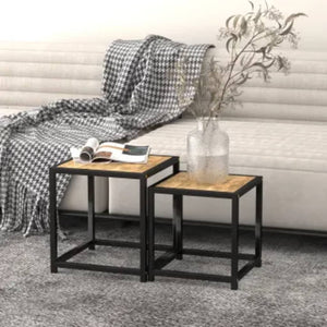 vidaXL Side Tables 2 pcs MDF Black and Yellow