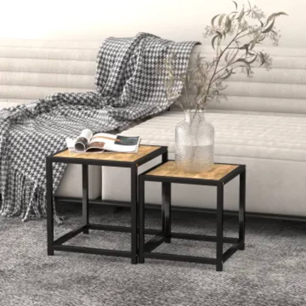 vidaXL Side Tables 2 pcs MDF Black and Yellow