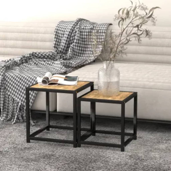 vidaXL Side Tables 2 pcs MDF Black and Yellow