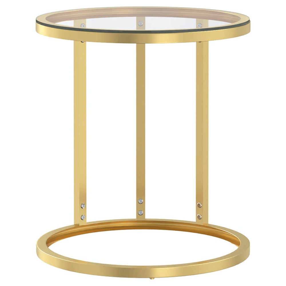 vidaXL Side Table Golden and Transparent 45 cm Tempered Glass