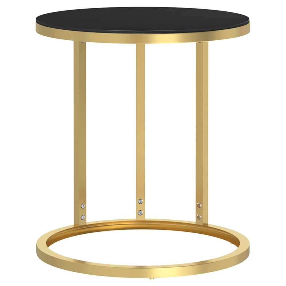 vidaXL Side Table Gold and Black 45 cm Toughened Glass