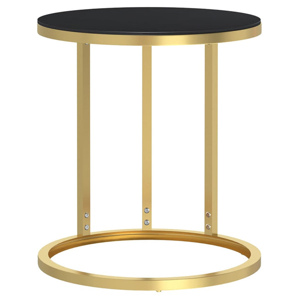 vidaXL Side Table Gold and Black 45 cm Toughened Glass