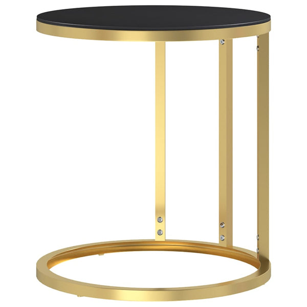 vidaXL Side Table Gold and Black 45 cm Toughened Glass