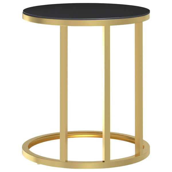 vidaXL Side Table Gold and Black 45 cm Toughened Glass