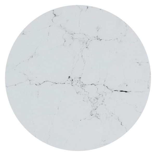 vidaXL Side Table Gold and White Marble Look 45 cm Tempered Glass