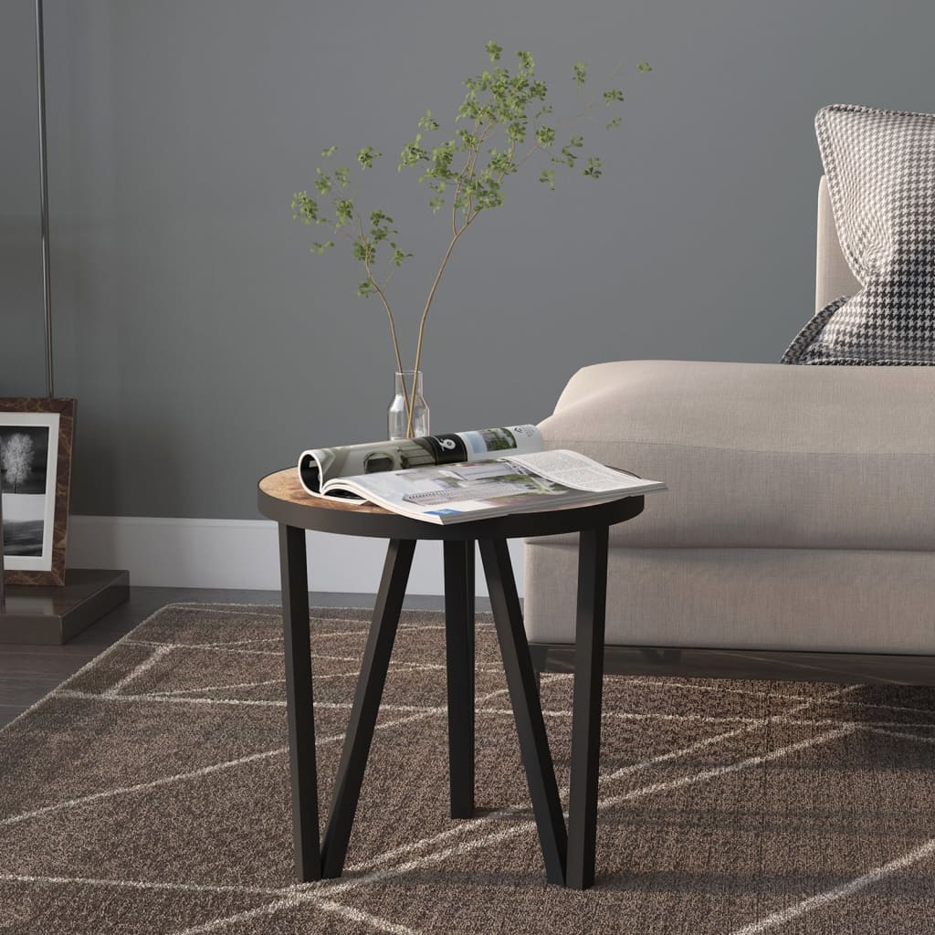 vidaXL Side Table Black and Yellow Ø35 cm MDF