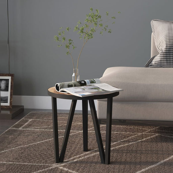 vidaXL Side Table Black and Yellow Ø35 cm MDF