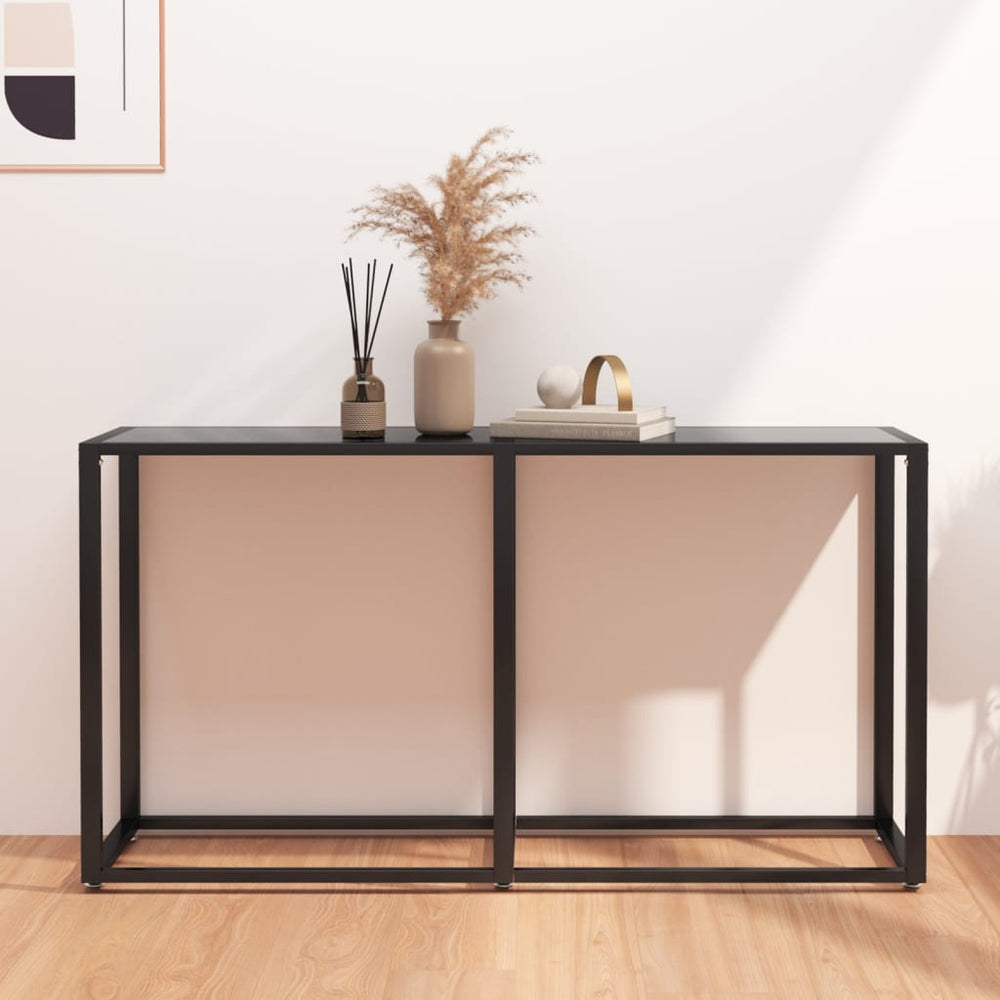 vidaXL Console Table Black 140x35x75.5 cm Tempered Glass
