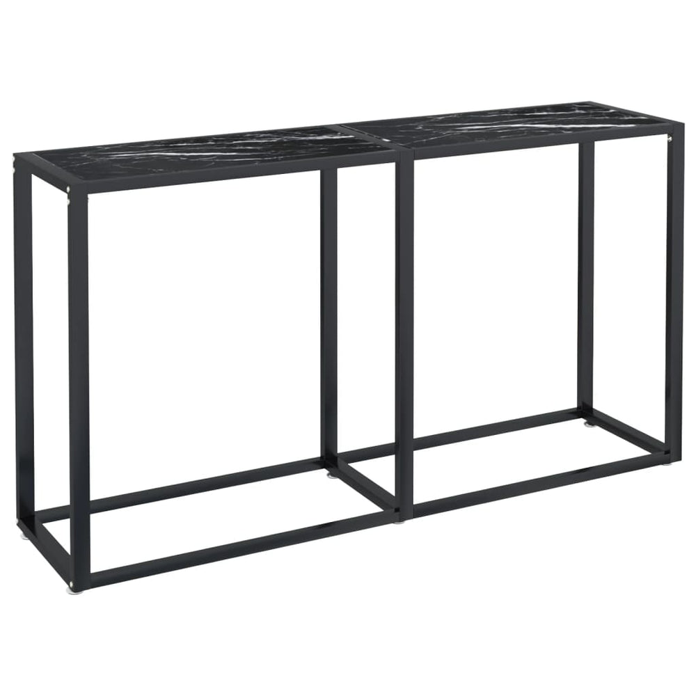 vidaXL Console Table Black Marble Effect 140x35x75.5 cm Tempered Glass