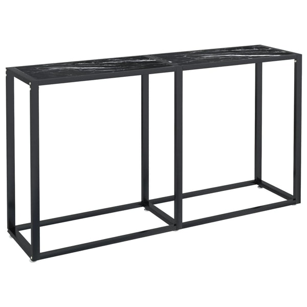 vidaXL Console Table Black Marble Effect 140x35x75.5 cm Tempered Glass