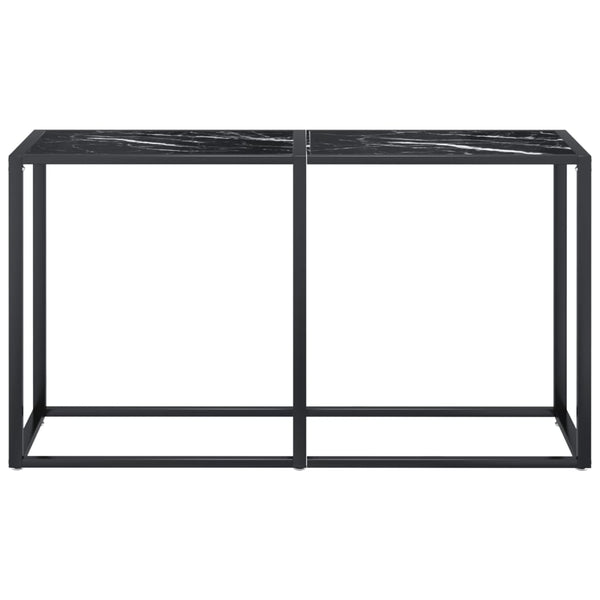 vidaXL Console Table Black Marble Effect 140x35x75.5 cm Tempered Glass