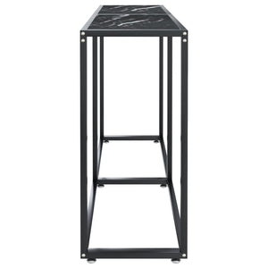 vidaXL Console Table Black Marble Effect 140x35x75.5 cm Tempered Glass
