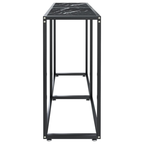 vidaXL Console Table Black Marble Effect 140x35x75.5 cm Tempered Glass