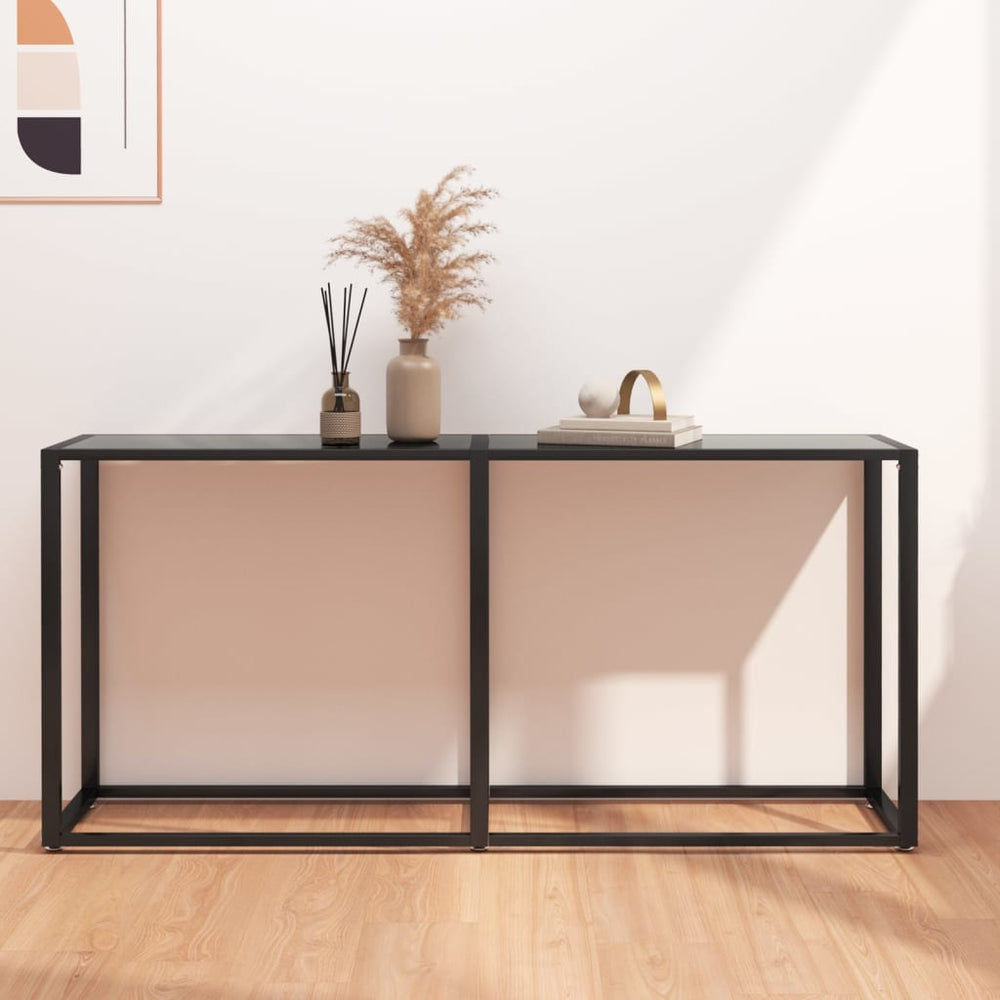 vidaXL Console Table Black 160x35x75.5 cm Tempered Glass