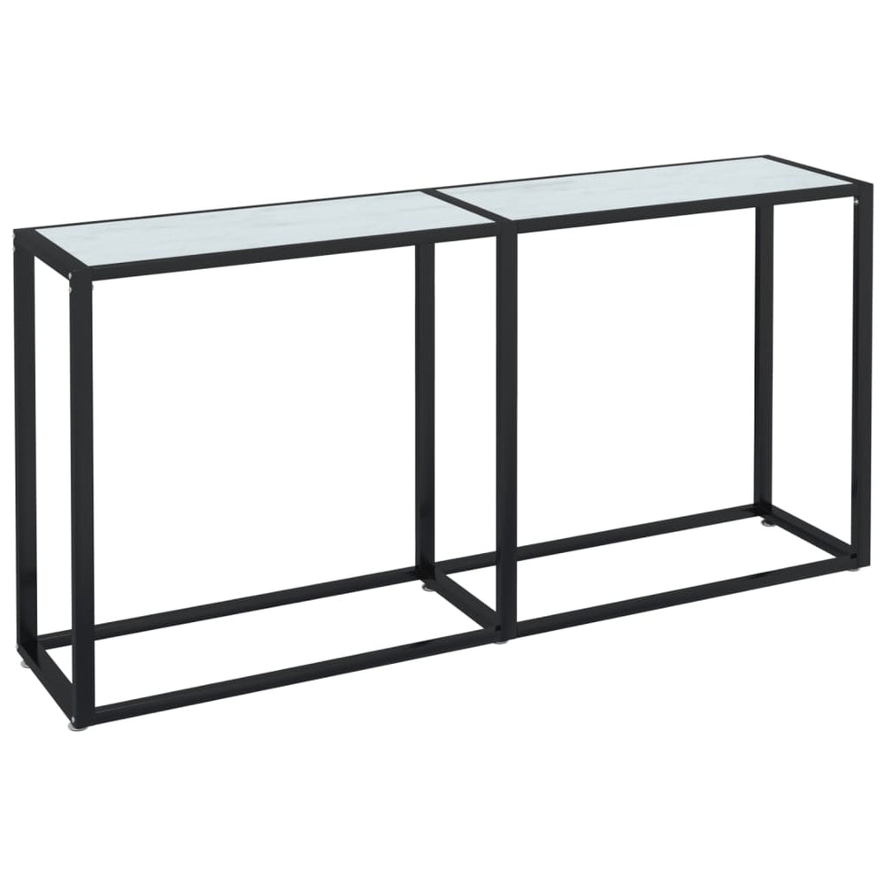 vidaXL Console Table White Marble Effect 160x35x75.5 cm Tempered Glass