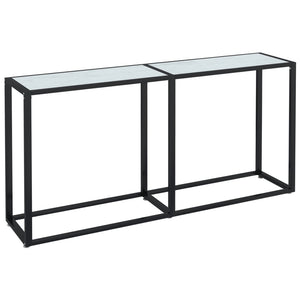 vidaXL Console Table White Marble Effect 160x35x75.5 cm Tempered Glass