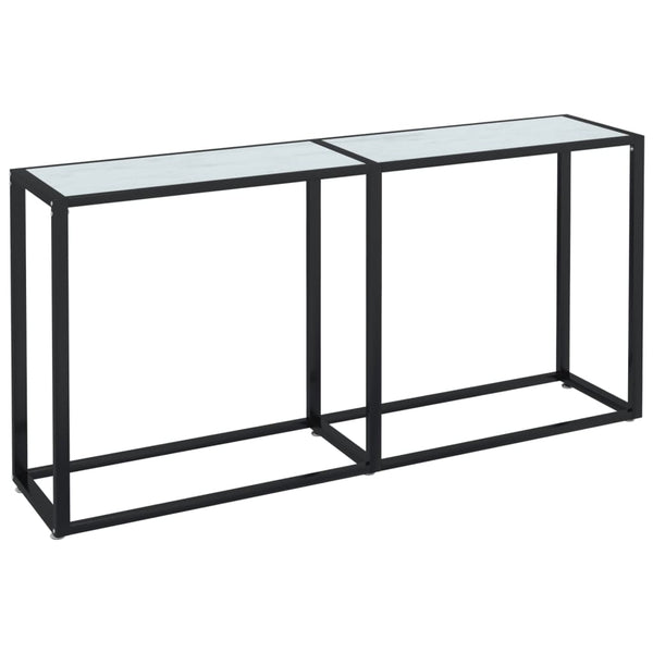 vidaXL Console Table White Marble Effect 160x35x75.5 cm Tempered Glass