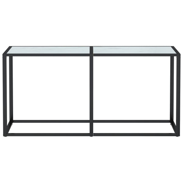 vidaXL Console Table White Marble Effect 160x35x75.5 cm Tempered Glass