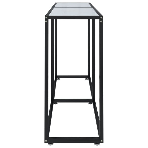 vidaXL Console Table White Marble Effect 160x35x75.5 cm Tempered Glass