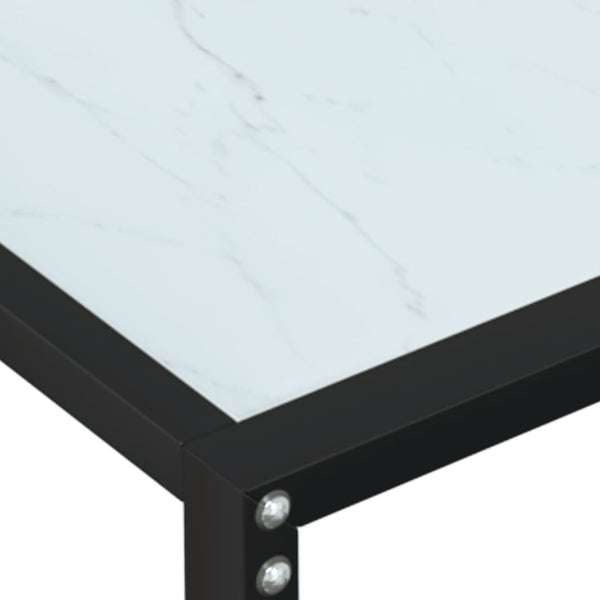 vidaXL Console Table White Marble Effect 160x35x75.5 cm Tempered Glass