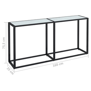 vidaXL Console Table White Marble Effect 160x35x75.5 cm Tempered Glass