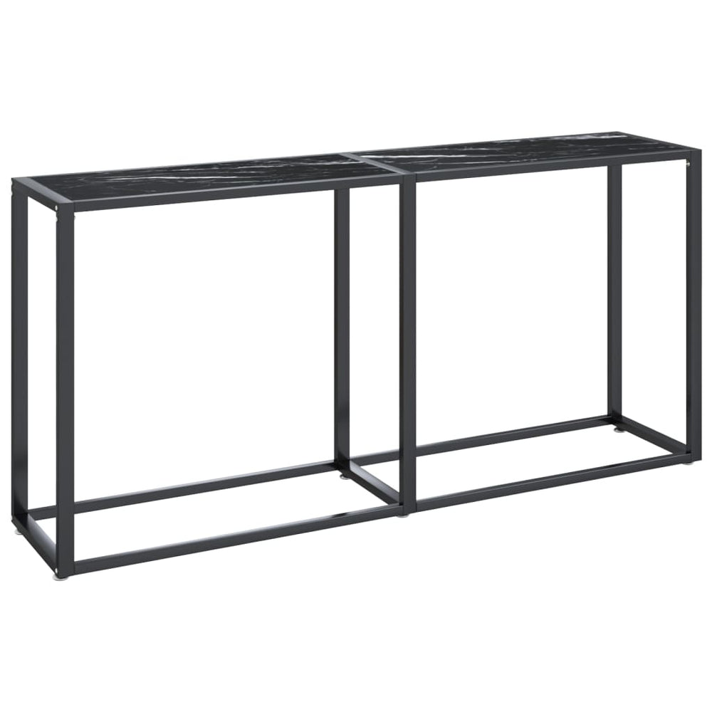 vidaXL Console Table Black Marble-Effect 160x35x75.5 cm Tempered Glass