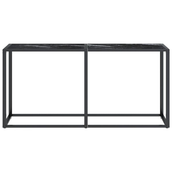 vidaXL Console Table Black Marble-Effect 160x35x75.5 cm Tempered Glass