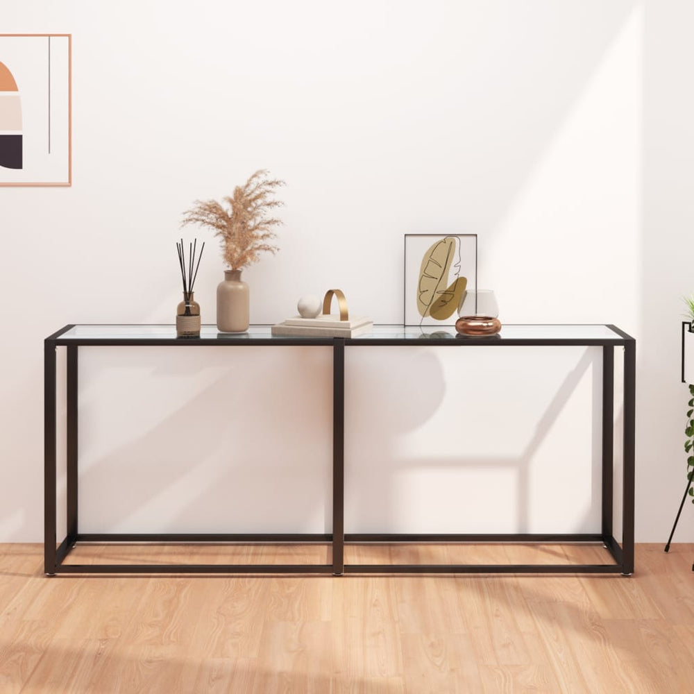 vidaXL Console Table Transparent 180x35x75.5 cm Tempered Glass
