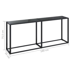 vidaXL Console Table Black 180x35x75.5 cm Tempered Glass