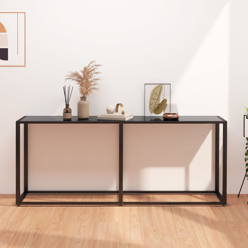 vidaXL Console Table Black 180x35x75.5 cm Tempered Glass