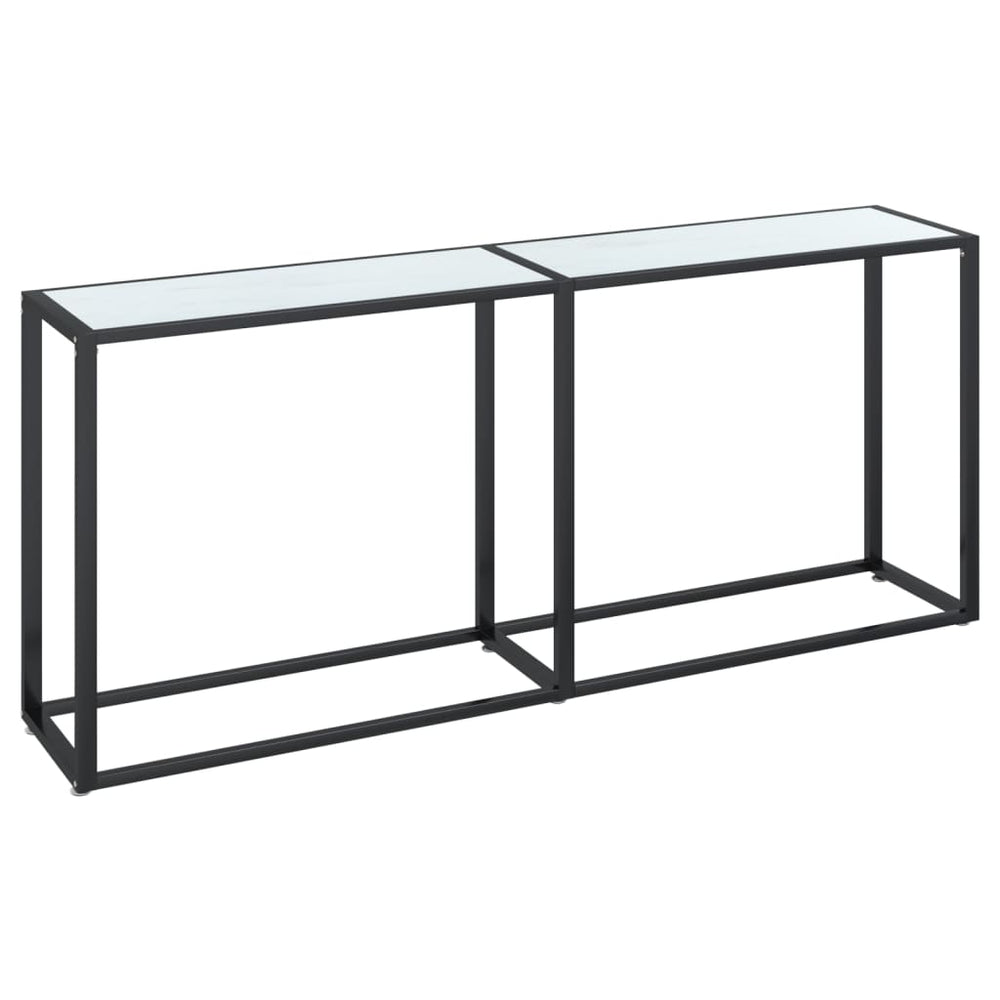 vidaXL Console Table White Marble Effect 180x35x75.5 cm Tempered Glass