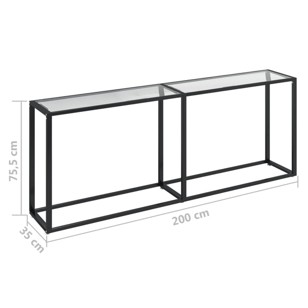 vidaXL Console Table Transparent 200x35x75.5 cm Tempered Glass